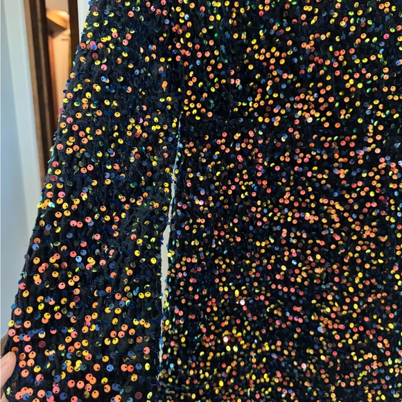 R.Vivimos Rainbow Sequin Party Dress L | Sparkly Holiday NYE Night Out Mini - Picture 4 of 7